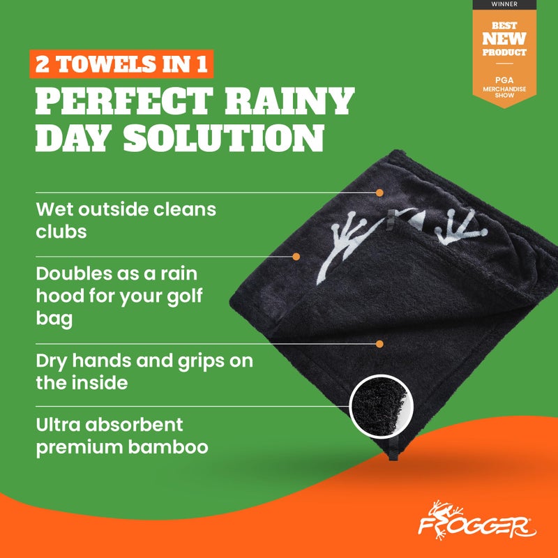 Frogger Extra Large Amphibian 2-in-1 Towel, Golf Bag Rain Hood, Cover Equipment When Raining, Clean with Wet Exterior, Dry with Interior - Image 2